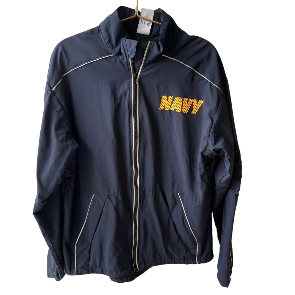 Navy Jacket Windbreaker Full Zip Lightweight Mens Small Military